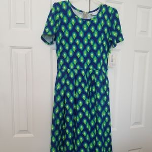 LuLaRoe Amelia Womens Dress Peacock Size Large